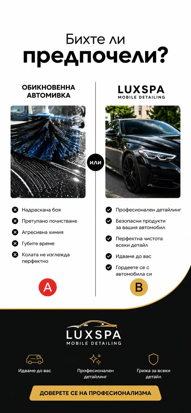 Ръчно измиване на автомобил като част от мобилна автомивка на адрес