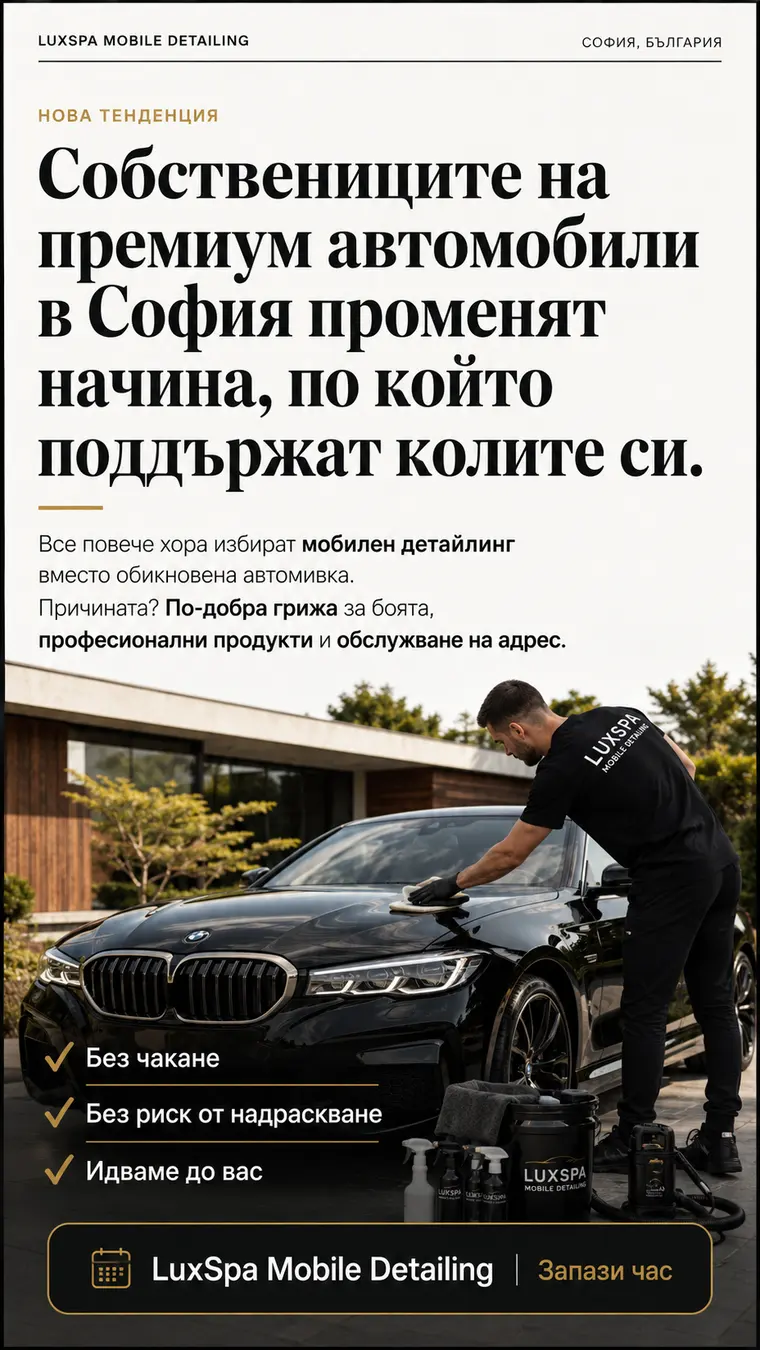 Професионален мобилен автомобилен детайлинг пред дома в София